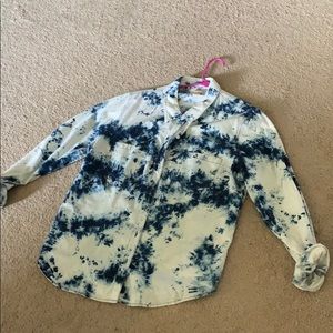 Button up bleached denim juniors shirt
